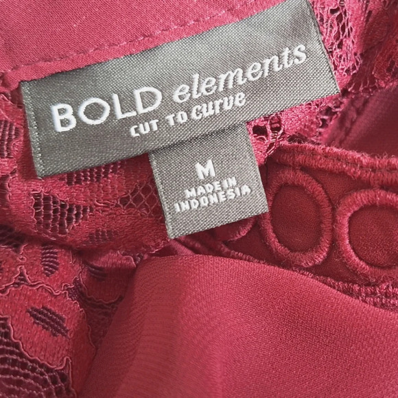 BOLD elements transparent Long-sleeved women's Blouse in Wine red Size M - Picture 8 of 9